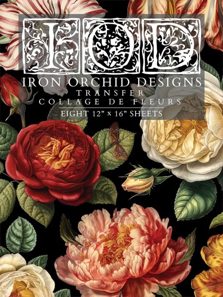Decor Transfer "Collage De Fleurs" - Blockform - 8 Seiten, von Iron Orchid Designs 40x30 cm
