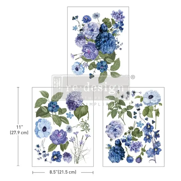 Transfer Blue Gardens -3-teilig - Middy -21,59 x 27,94 cm von ReDesign