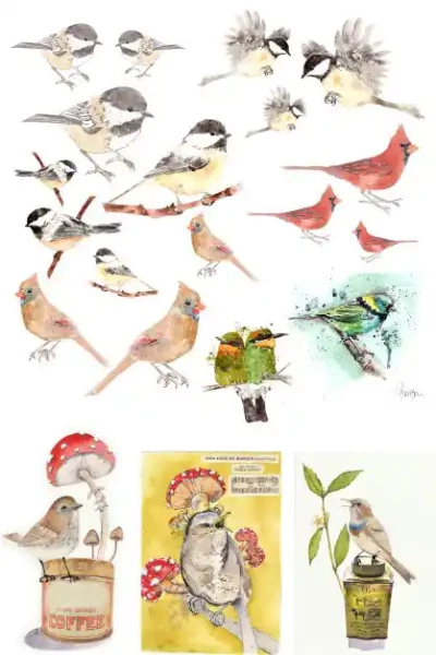 Decoupage Tissuepapier Catalog Birds 50,8 x 76,2 cm von Roycycled Treasure