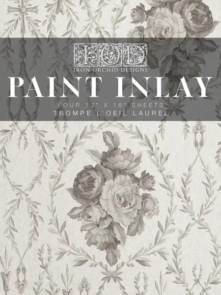 Paint Inlay - Trompe-l’œil Laurel von Iron Orchid Designs - Block mit 4 Seiten ca. 30,5 x 40,6 cm