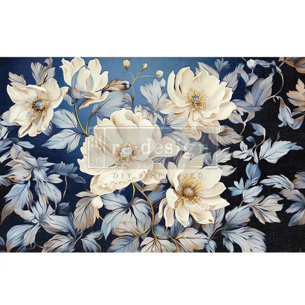 Decoupage Tissue Papier Cerulean Blooms I - 49,53x76,20 cm von ReDesign