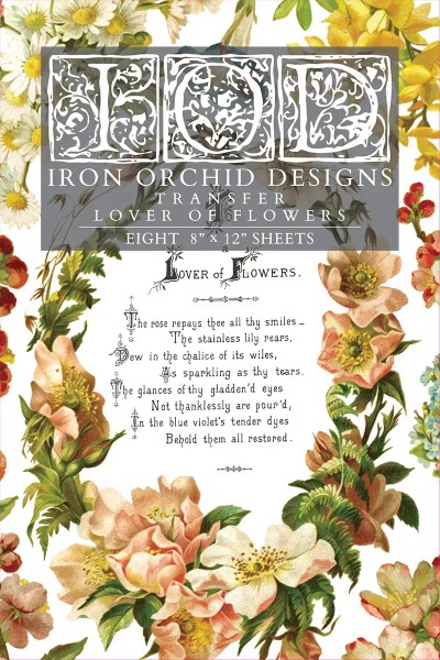 Decor Transfer "Lover of Flowers" - Blockform - 8 Seiten, von Iron Orchid Designs 20x30 cm