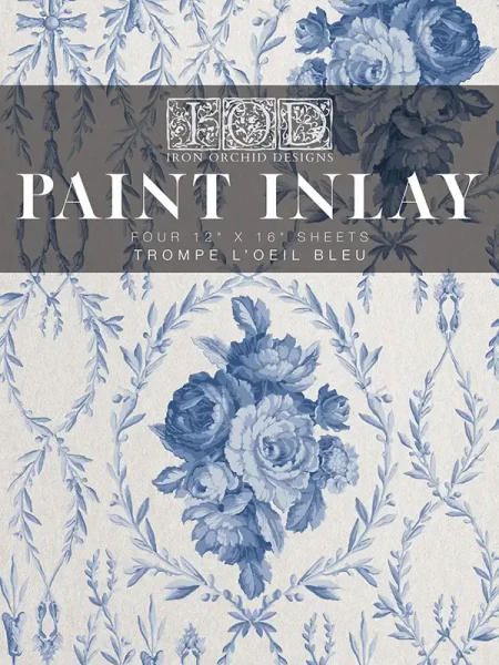 Paint Inlay - Trompe-l’œil Bleu von Iron Orchid Designs - Block mit 4 Seiten ca. 30,5 x 40,6 cm