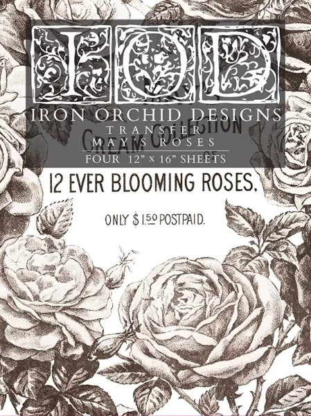Decor Transfer May´s Roses - Blockform - 4 Seiten von Iron Orchid Designs 40x30 cm