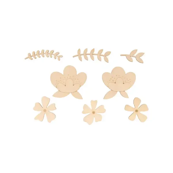 Rohling Deko-Motive Flower Silhouettes - Holz natur
