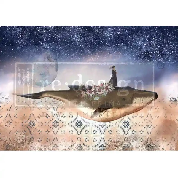 Decoupage Faser-Papier Whale in Cosmos A1 59,4 x 84,1 cm von Redesign