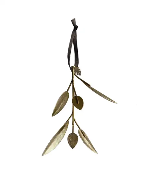Olivenblätter als Anhänger aus Metall, goldfarben - ca. 13 cm lang