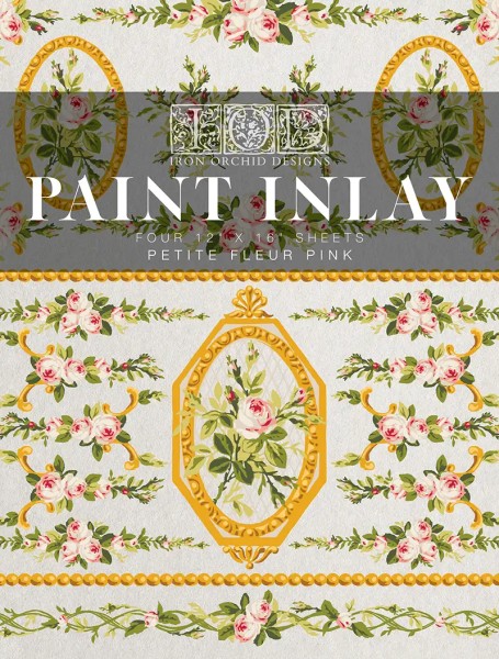 Paint Inlay -limitiert- Petite Fleur Pink - von Iron Orchid Designs - Block mit 4 Seiten ca. 30,5 x