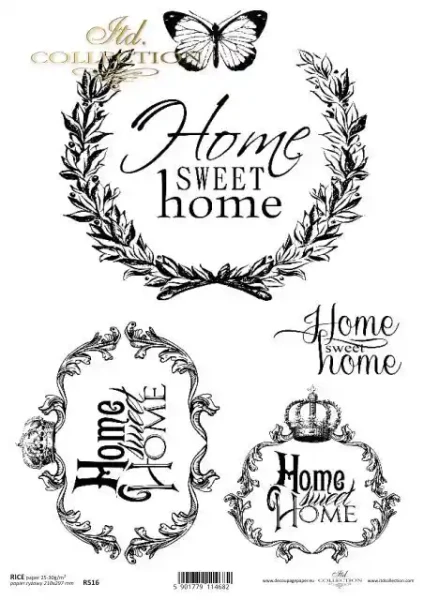 Reispapier A4 für Decoupage - Home Sweet Home
