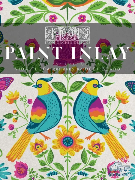 Paint Inlay -limitiert- Vida Flora von Iron Orchid Designs - Block mit 8 Seiten ca. 30,5 x 40,6