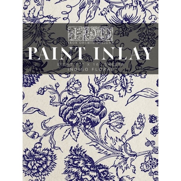 Paint Inlays - Indigo Floral - von IOD - Block mit 8 Seiten ca. 30,5 x 40,6 cm