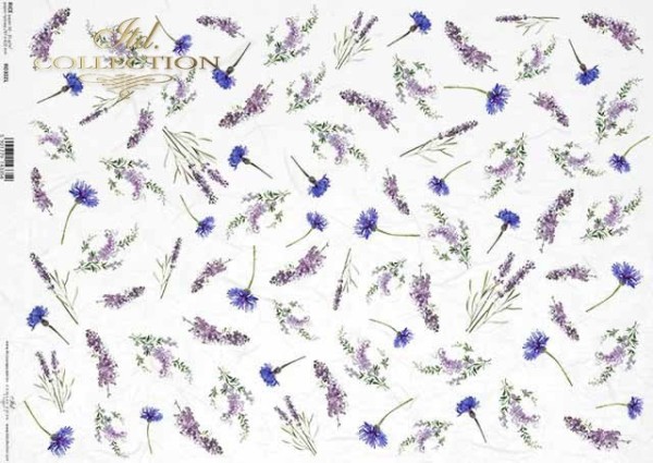Reispapier für Decoupage - Kornblume und Lavendel - A3