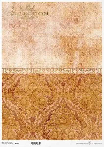 Reispapier für Decoupage - Tapetenmuster golden - A3